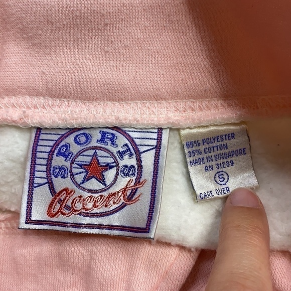 Vintage Sports Accent Pink White Striped Pullover Sweatshirt Size Small - Picture 3 of 7